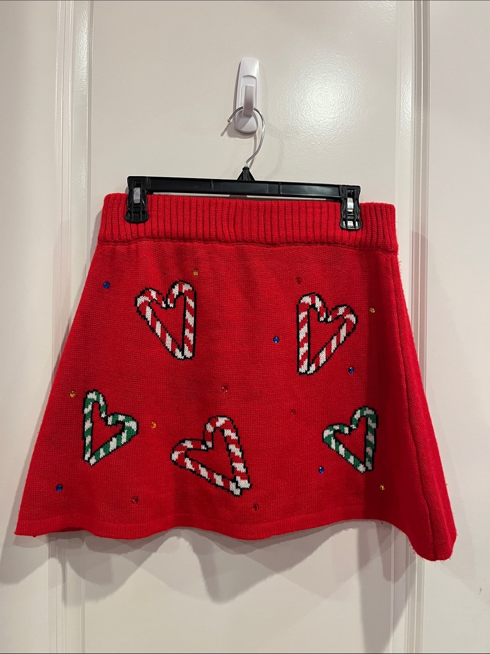 Red Candy Cane A-Line Sweater Mini Skirt Size M
